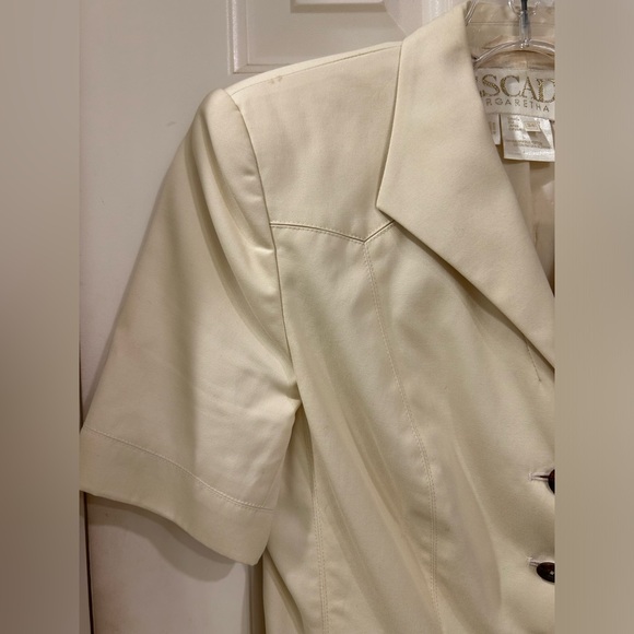 Escada Jacket, Short Sleeve, Button Front, Front Patch Pockets, Cream, Sz 6 / 36 - Picture 11 of 15